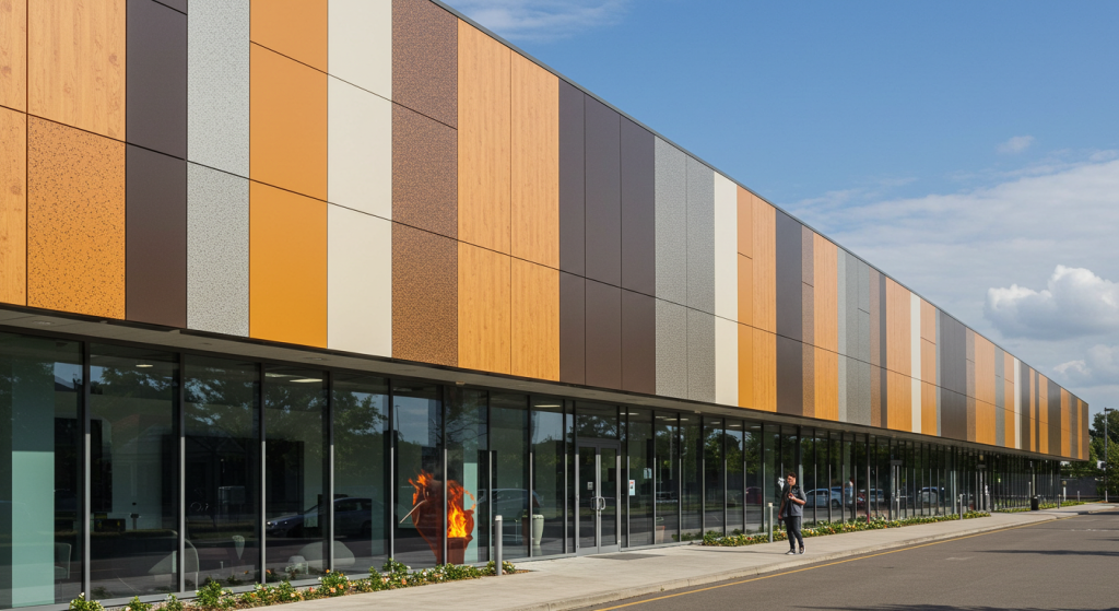 fire-rated wall cladding panels for commercial buildings