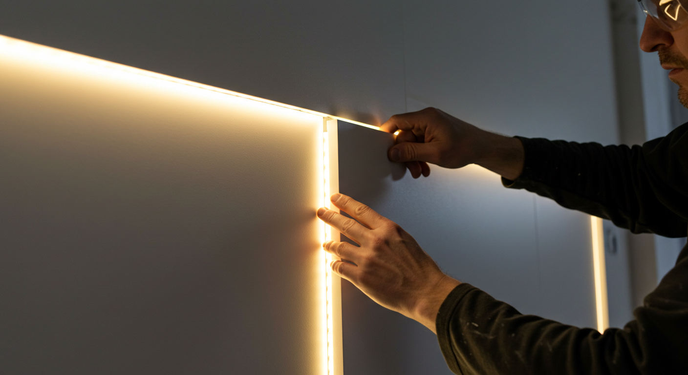 installing PVC wall panels with LED backlight